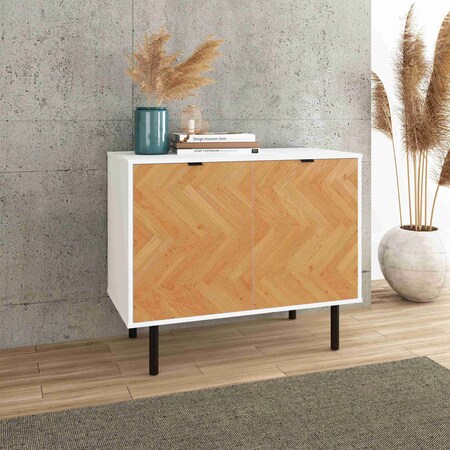 Manhattan Comfort Liam Accent Cabinet in White and Wood AC-310AMC246